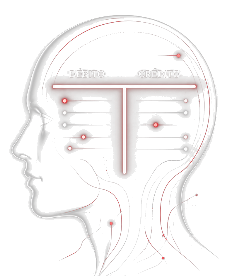 Cabeça de perfil com razonete em T — Débito e Crédito